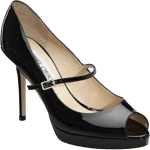 Jimmy Choo Patent Leather Peep Toe Pump